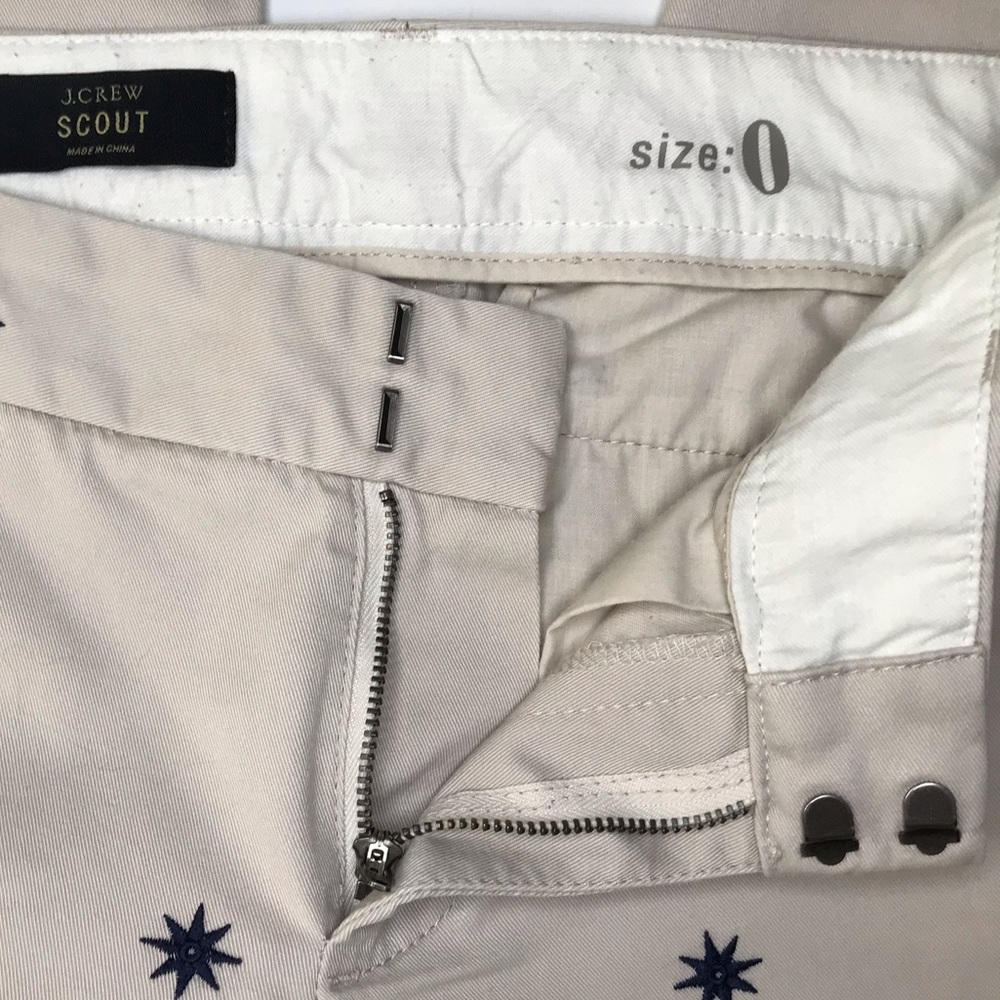 J. Crew Scout 100% Cotton Embroidered Stars Women’s Pants 0/2 - Picture 9 of 14